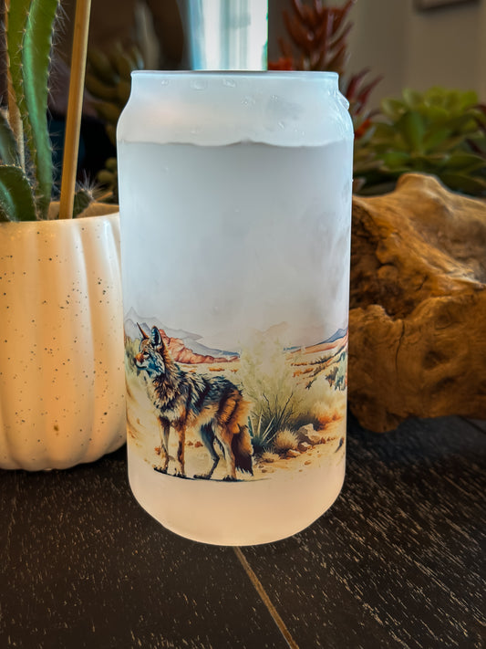 COYOTE & CACTUS FROSTED BEER CAN GLASS