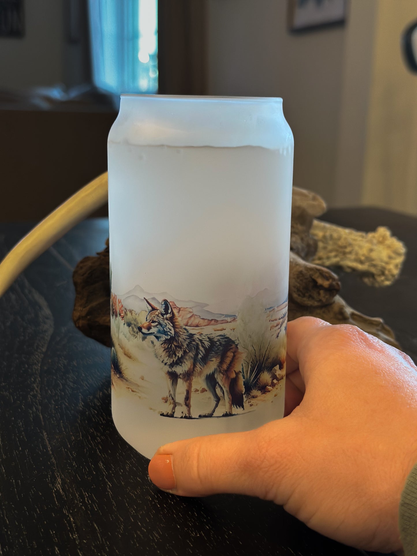 COYOTE & CACTUS FROSTED BEER CAN GLASS
