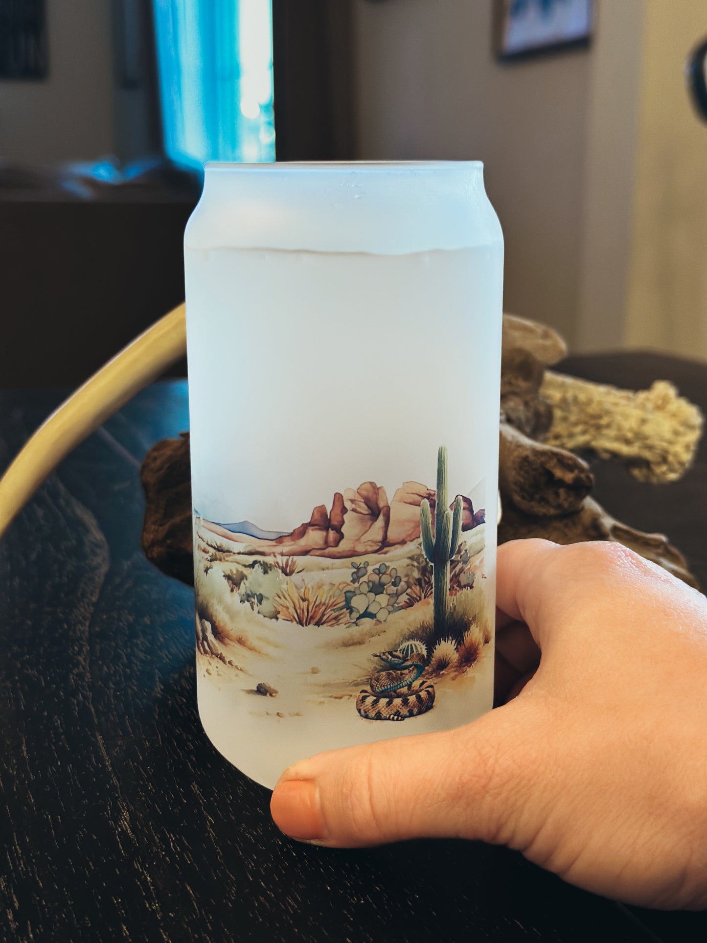 COYOTE & CACTUS FROSTED BEER CAN GLASS