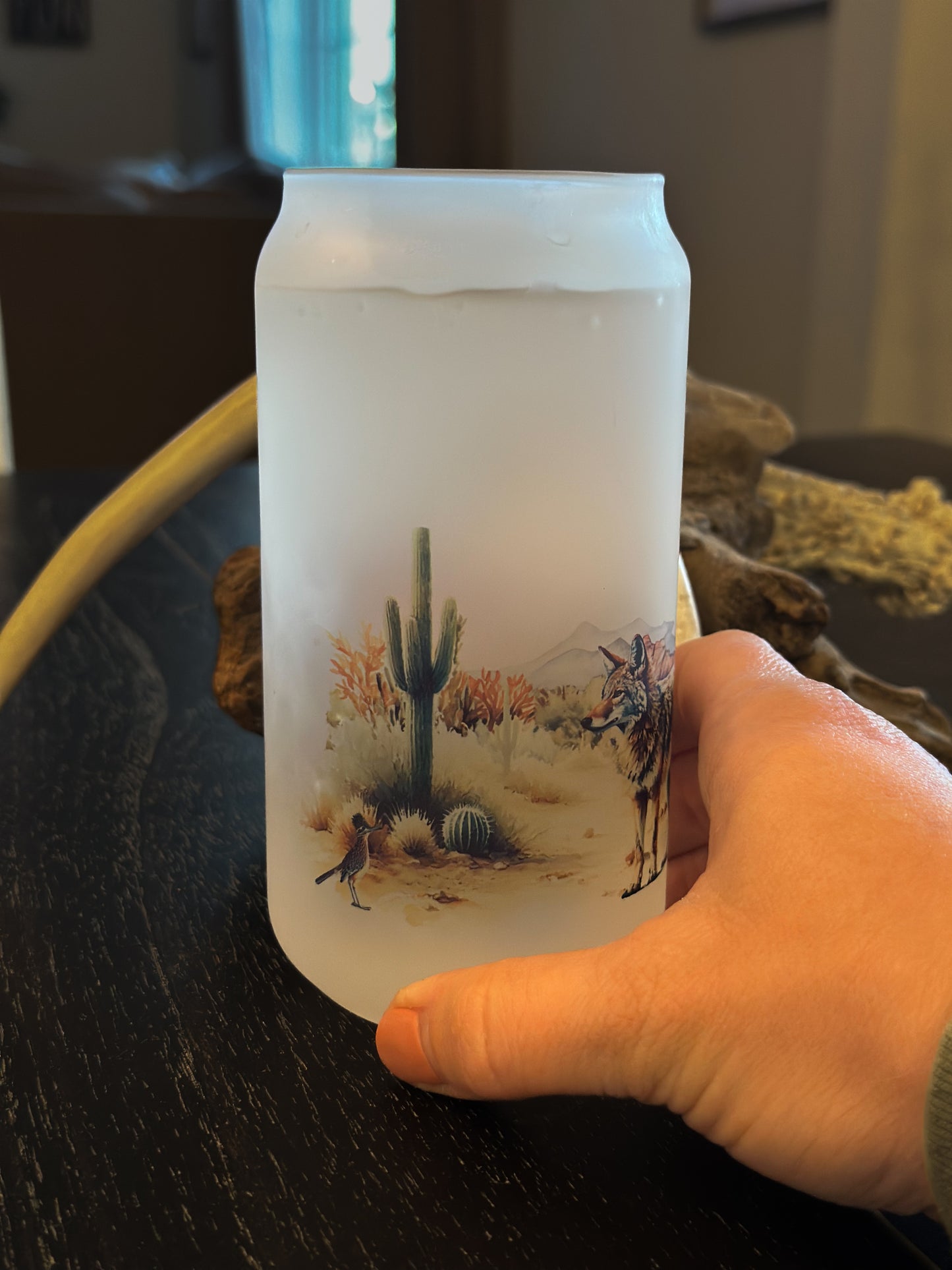 COYOTE & CACTUS FROSTED BEER CAN GLASS