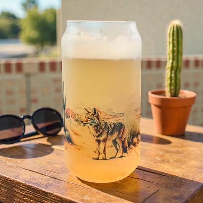 COYOTE & CACTUS FROSTED BEER CAN GLASS