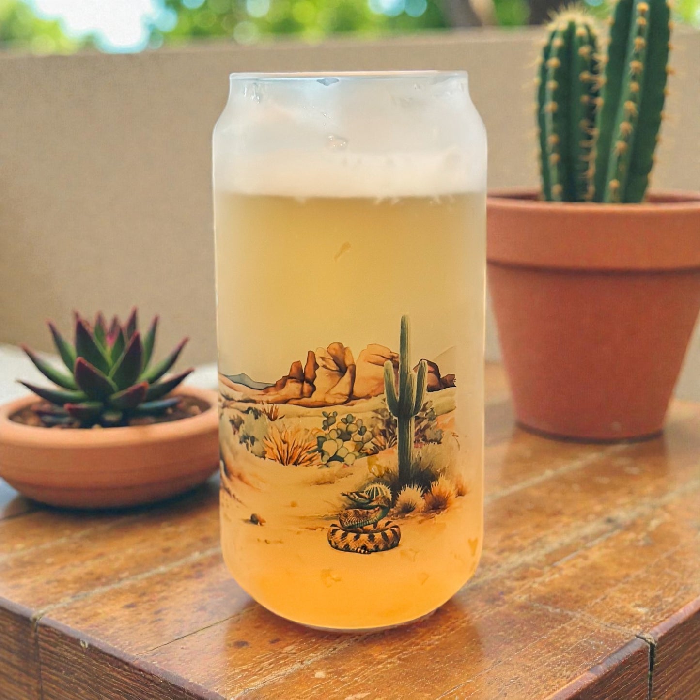 COYOTE & CACTUS FROSTED BEER CAN GLASS