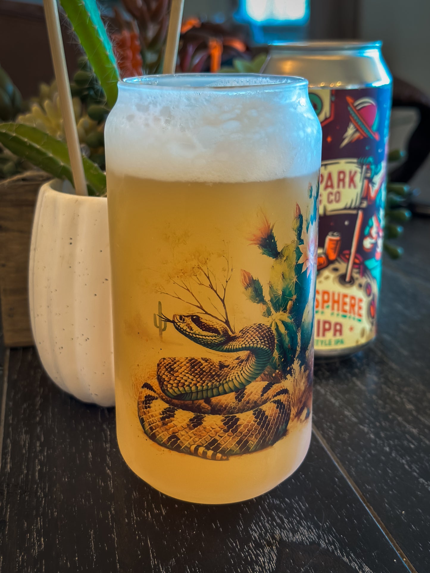RATTLESNAKE FROSTED CAN GLASS