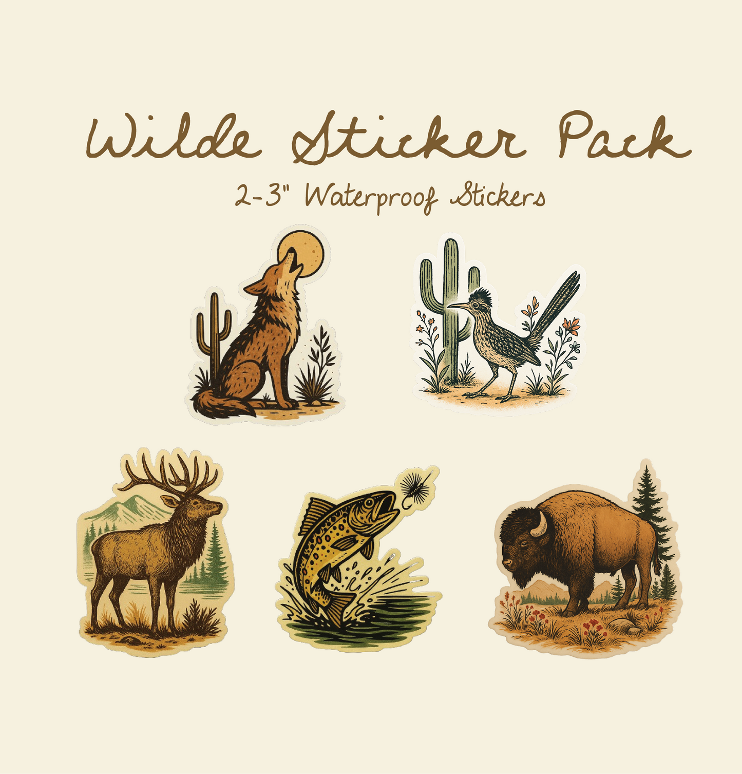 Wilde Sticker Pack | 5 Waterproof Outdoor Wildlife Stickers